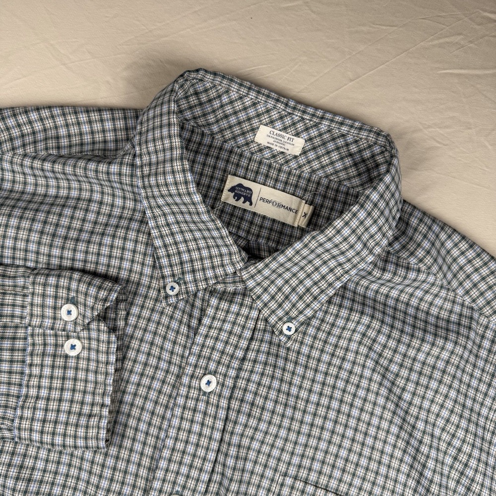 Onward Reserve Shirt Mens XL Green Plaid Performance Button Down Long Sleeve